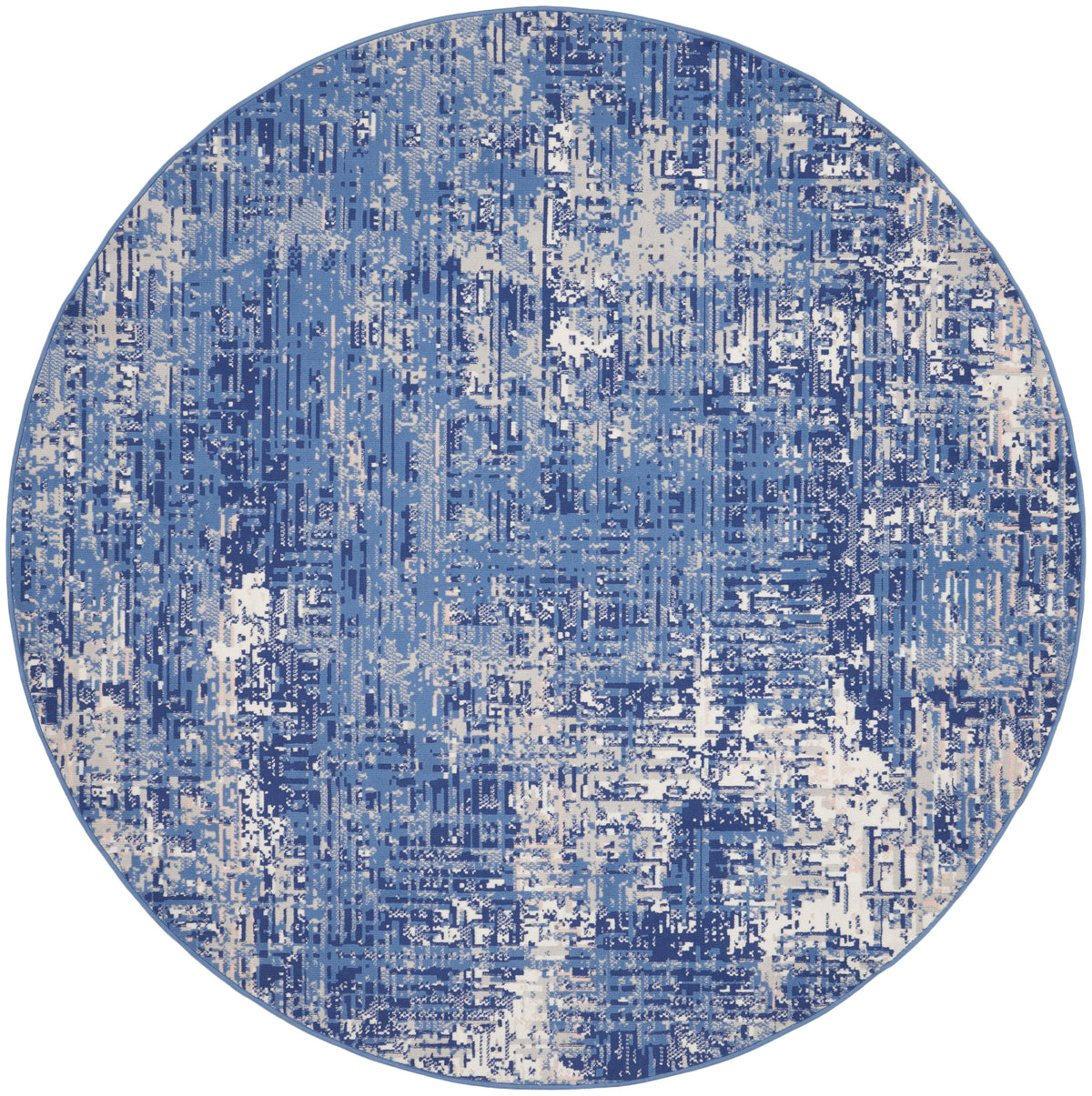 Whimsicle WHS08 Blue Ivory Rug - Round