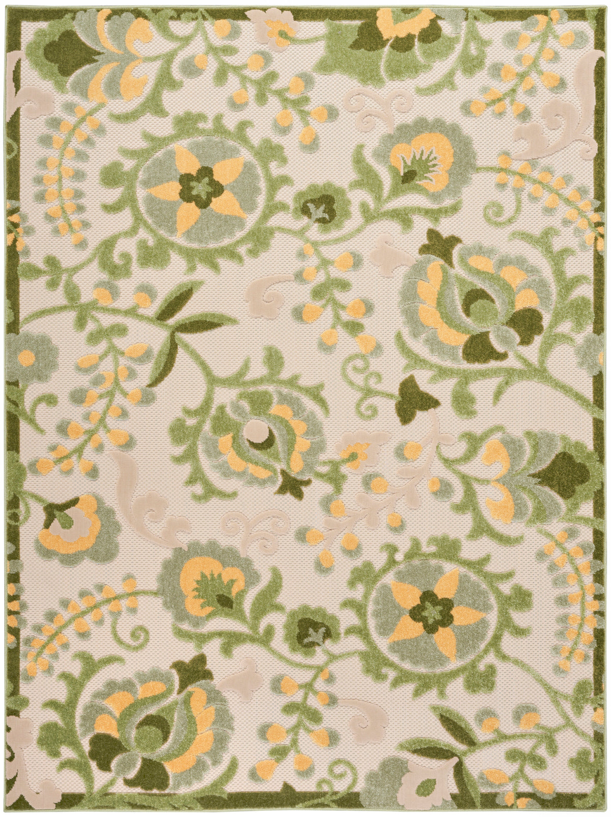 Aloha ALH17 Ivory Green Rug - Rectangle