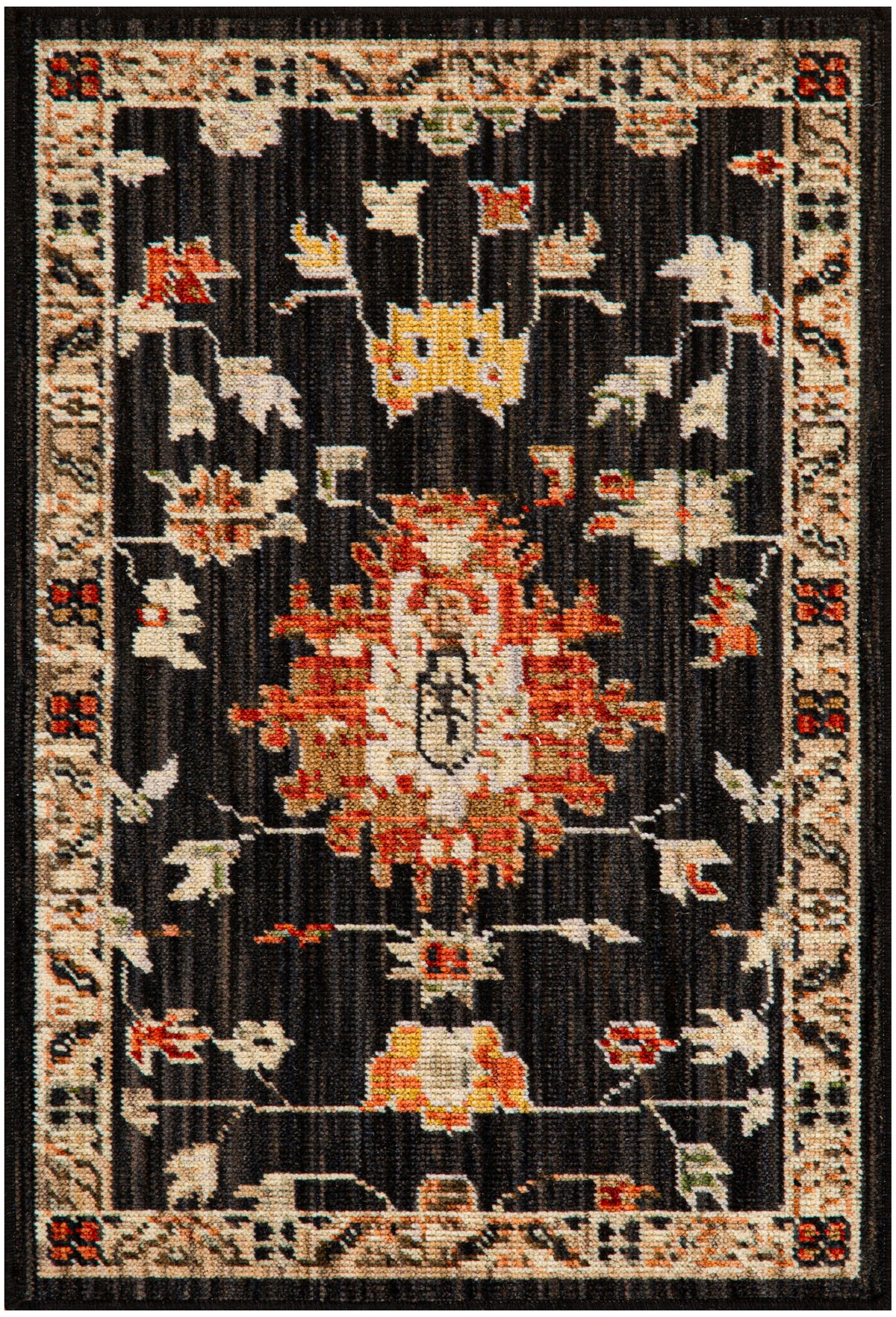 Antique Bloom ANB01 Black Rug - Rectangle