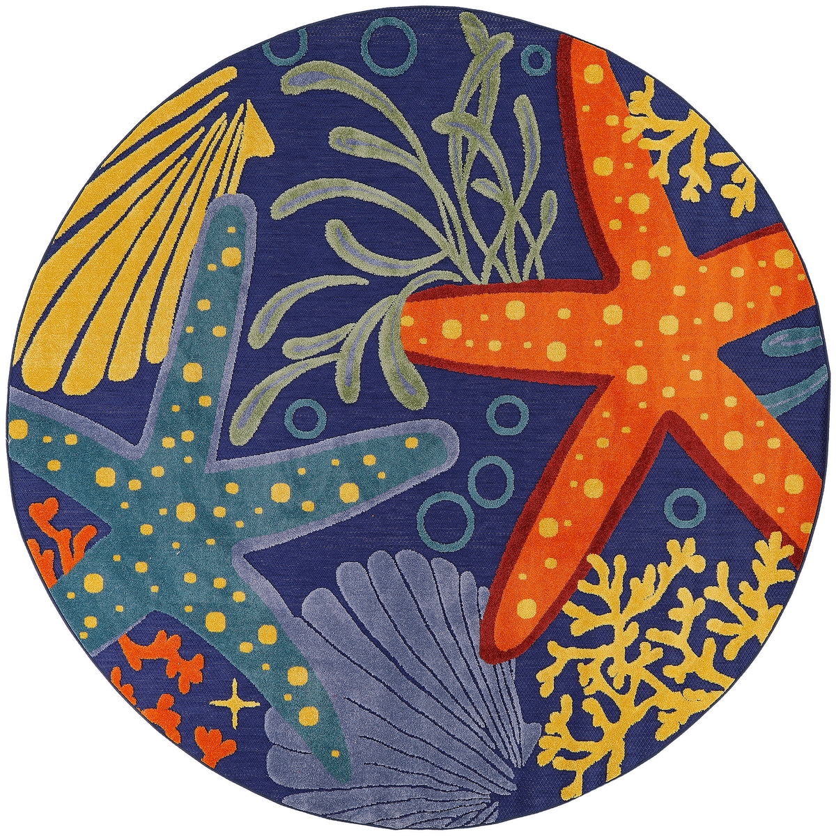 Aloha ALH24 Navy Multicolor Rug - Round