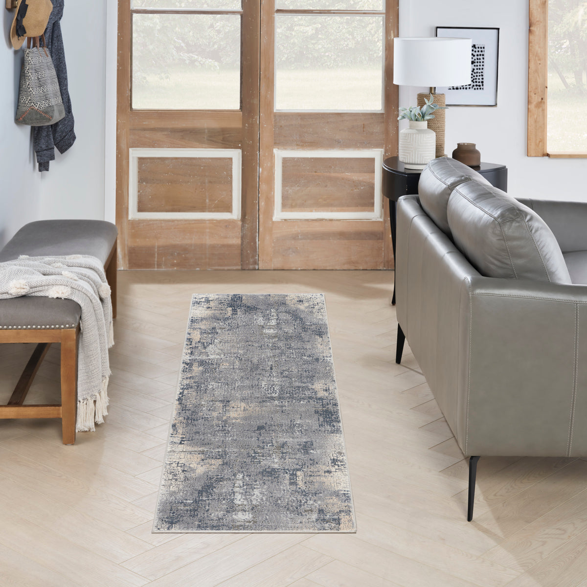 Rustic Textures RUS06 Grey Beige Rug - room scene