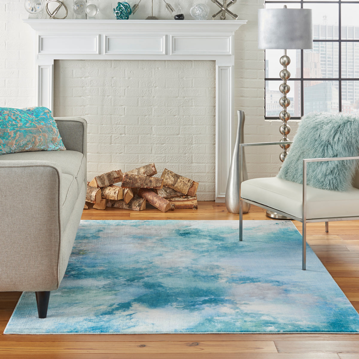 Le Reve LER02 Seafoam Rug - room scene