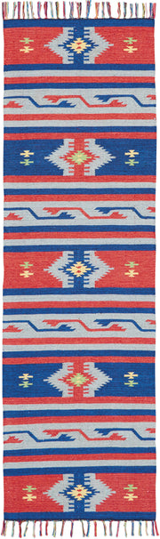 Baja BAJ03 Blue Red Rug - Runner