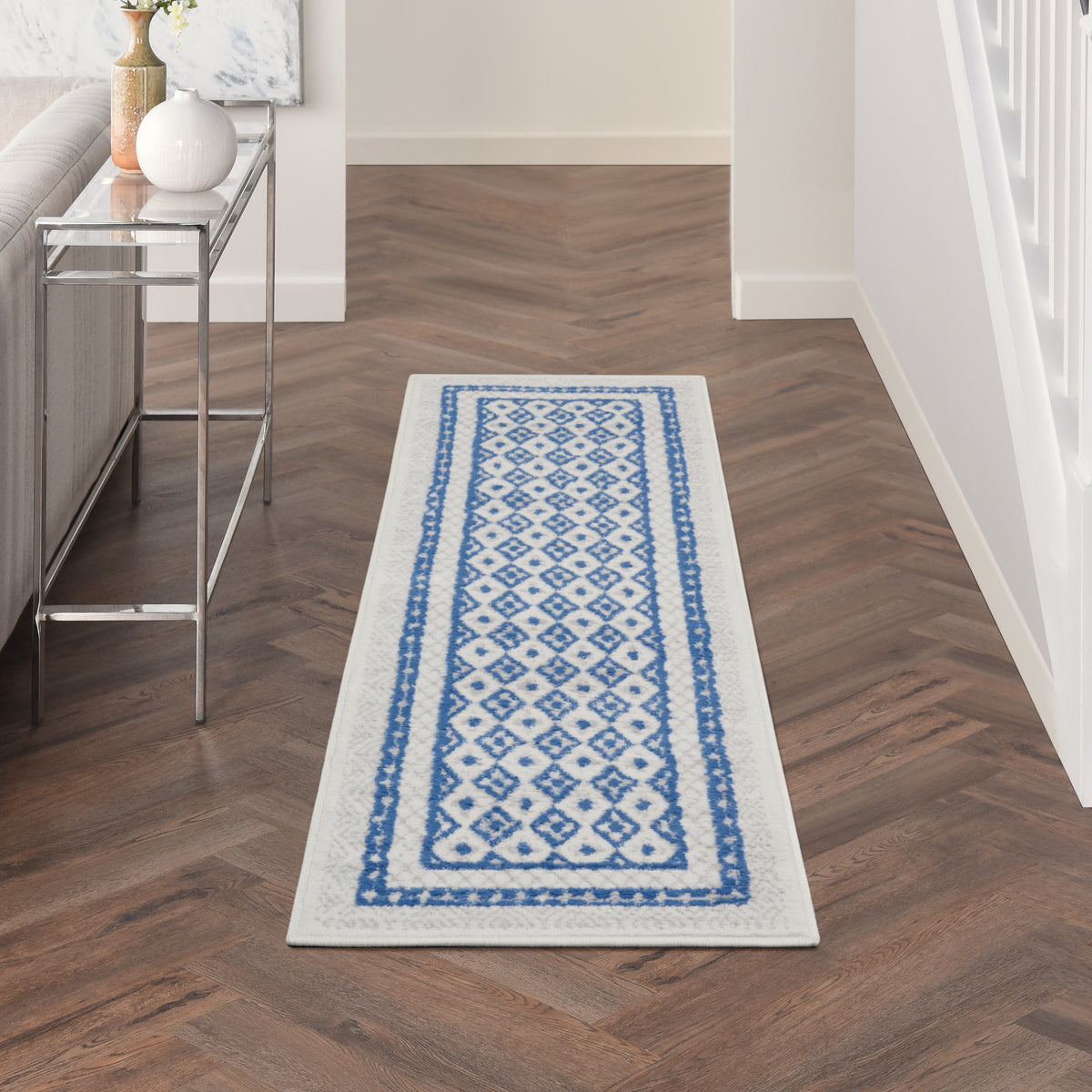 Whimsicle WHS13 Ivory Blue Rug - room scene