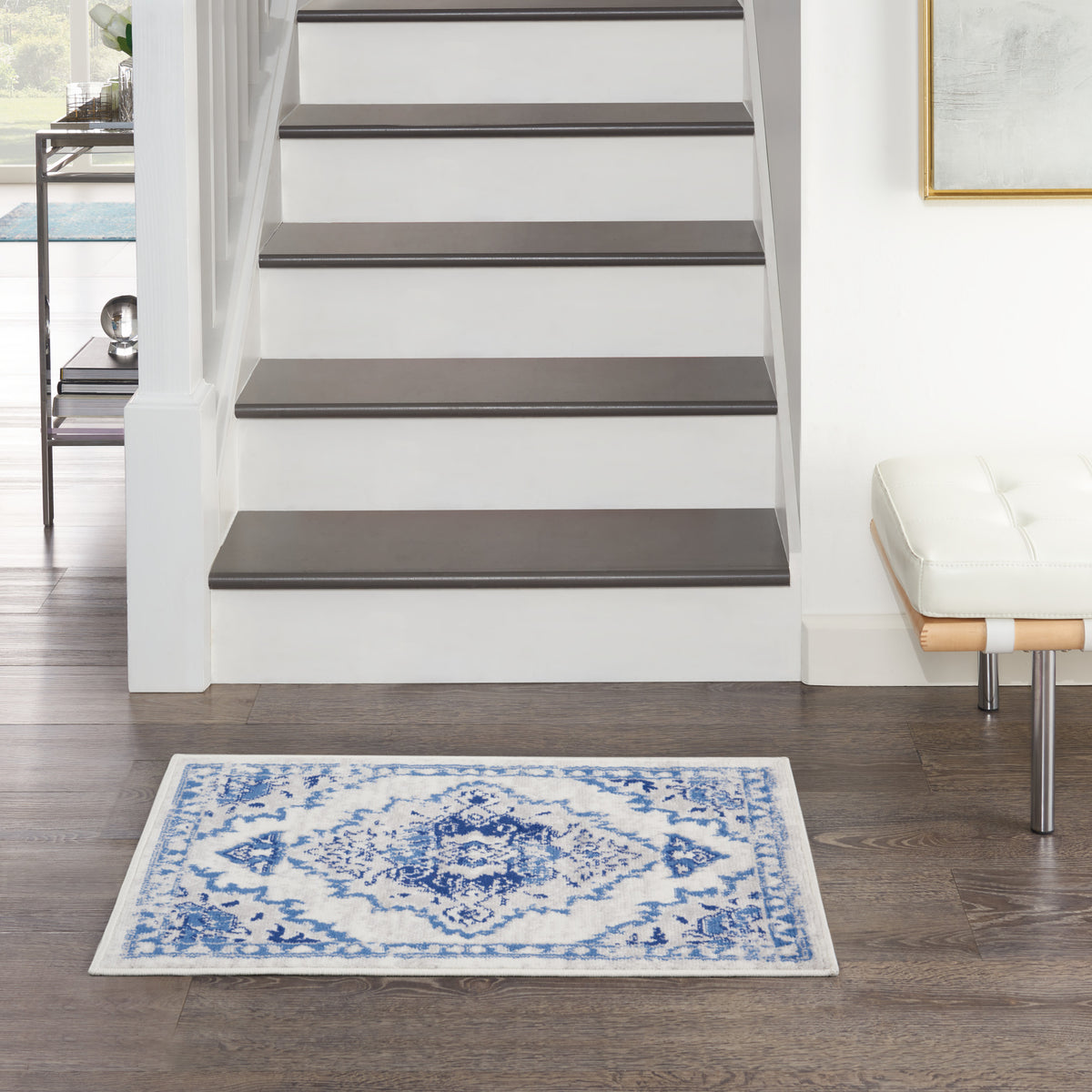 Whimsicle WHS14 Ivory Blue Rug - room scene
