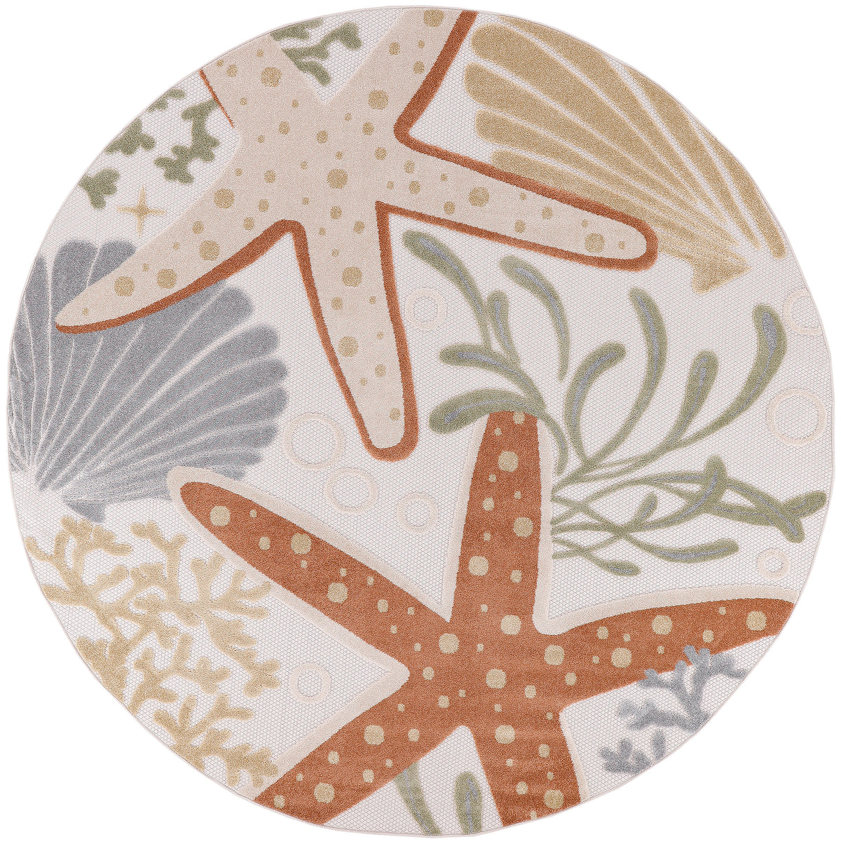 Aloha ALH24 Ivory Multicolor Rug - Round