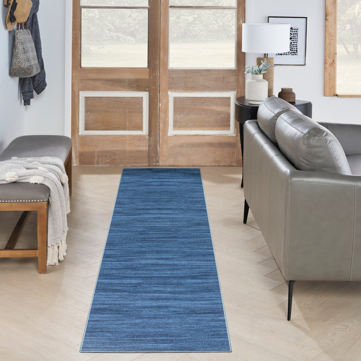 Nourison Washables NWB03 Blue Rug - room scene