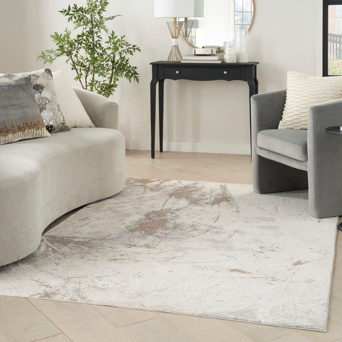 Desire DSR04 Cream Grey Rug - room scene