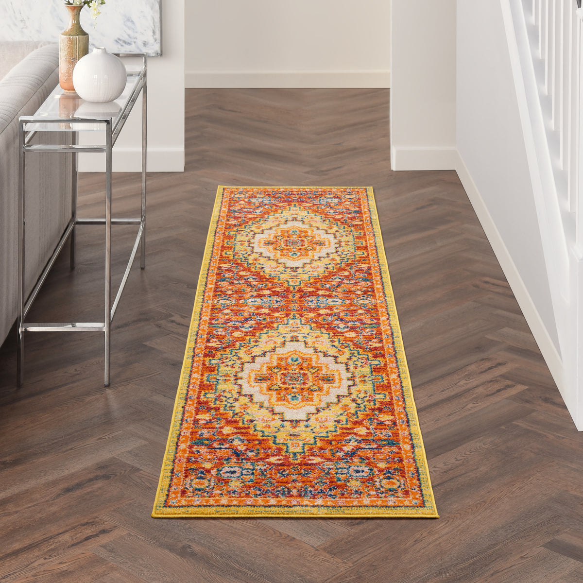 Allur ALR04 Red Multicolor Rug - room scene