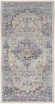 Vintage Kashan VKA07 Ivory Blue Rug - Rectangle