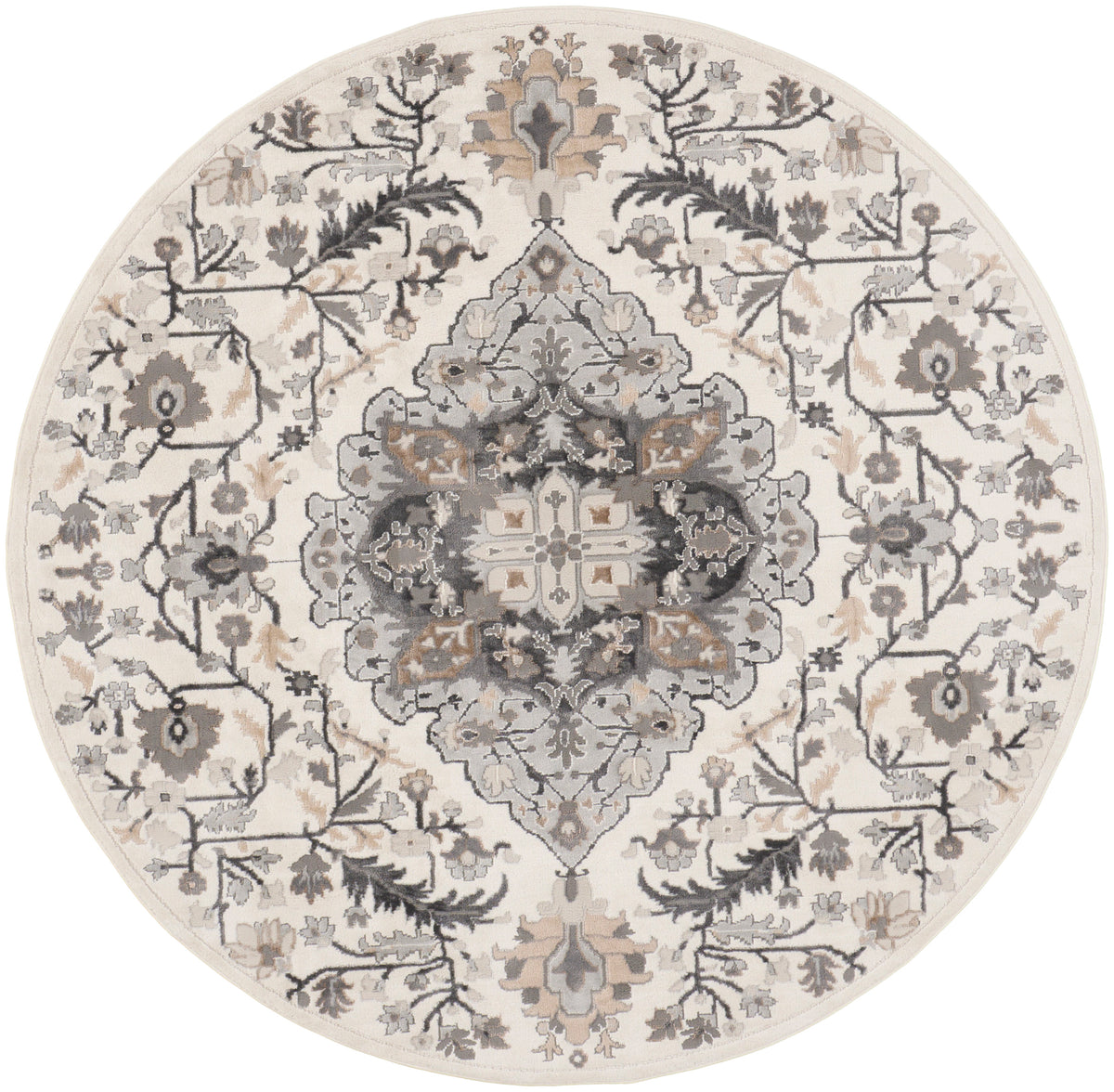 Elation ETN09 Ivory Grey Rug - Round