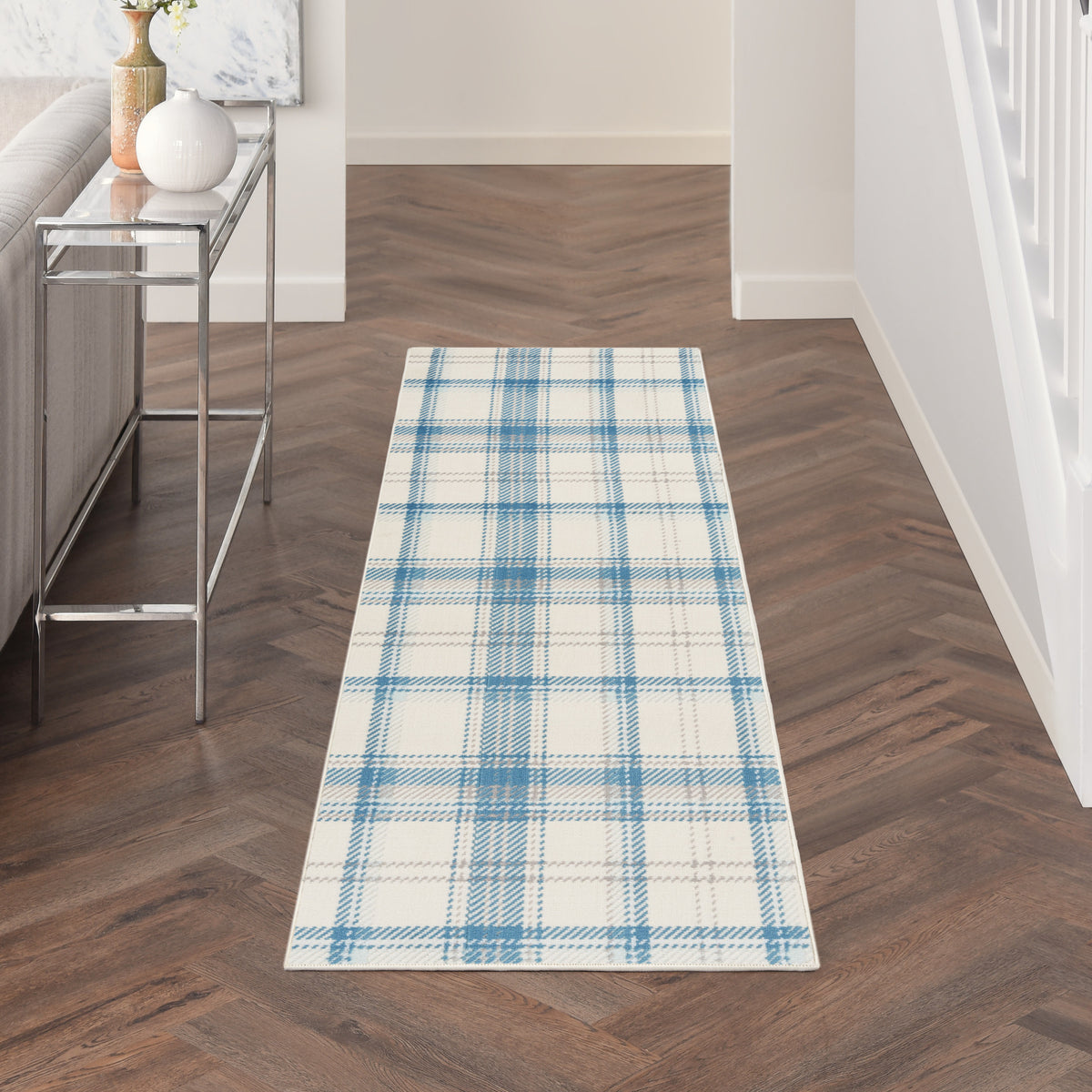 Grafix GRF03 Ivory Blue Rug - room scene
