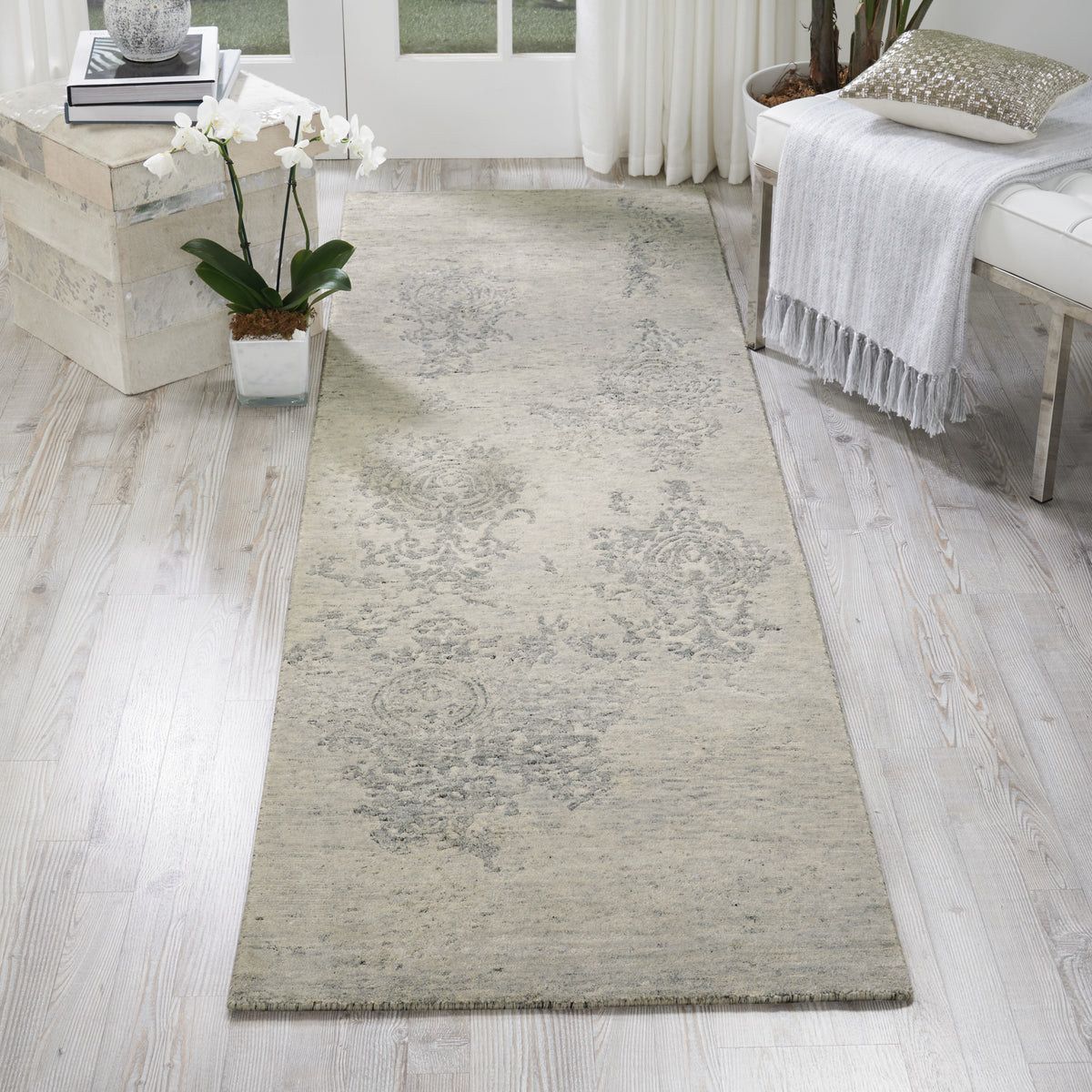 Silk Shadows SHA14 Ivory Silver Rug - room scene