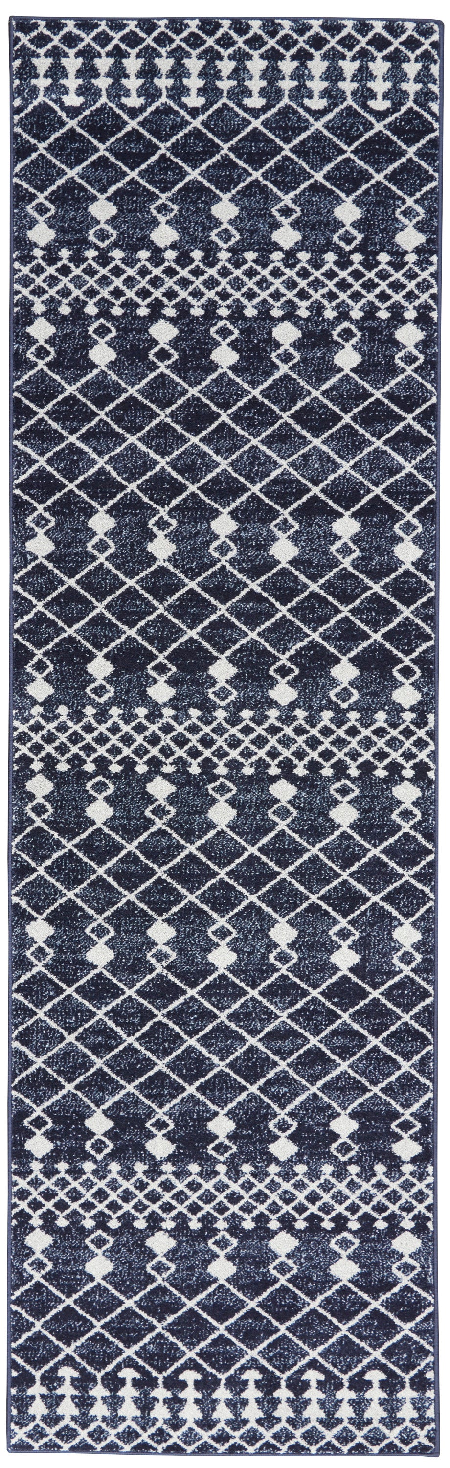 Palermo PMR03 Navy Grey Rug - Runner