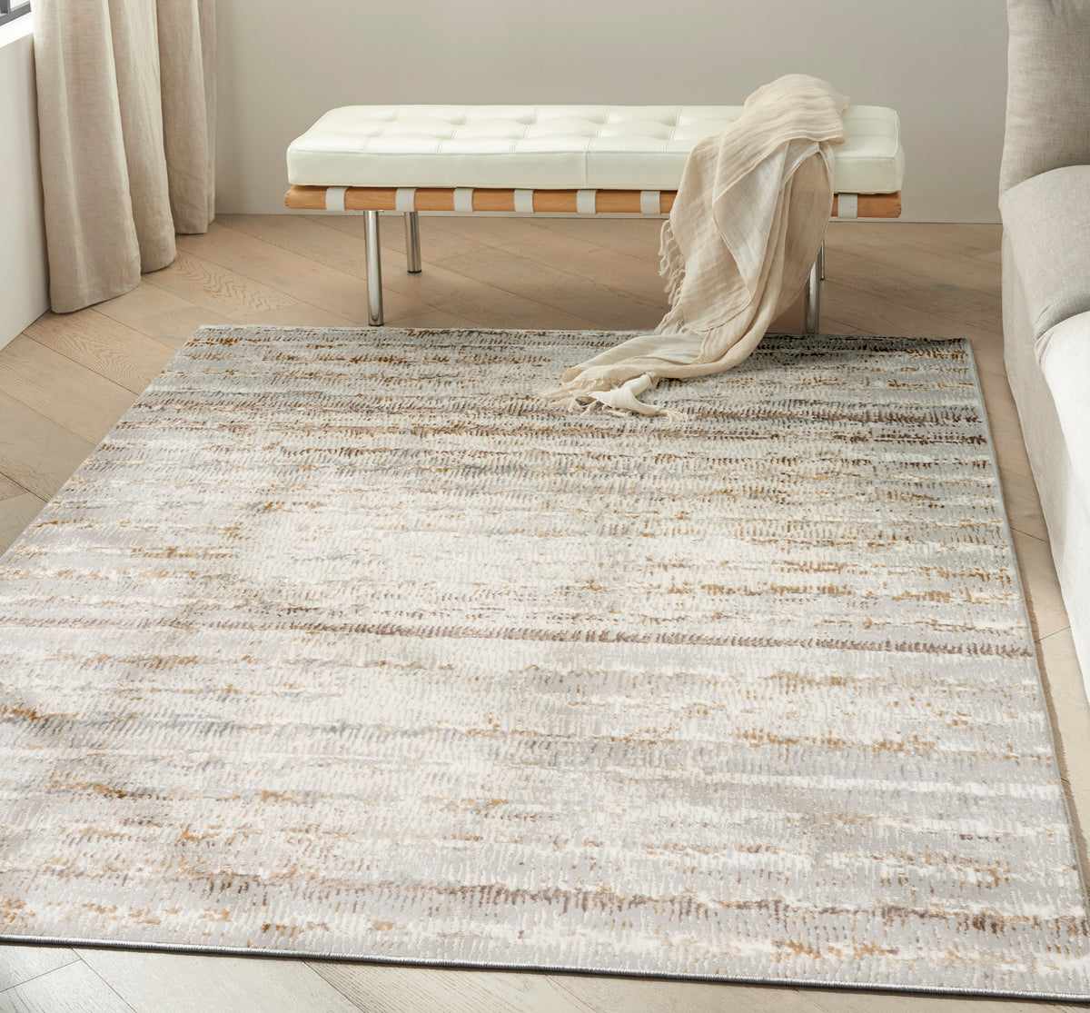 CK073 Compass CMP01 Ivory Rust Rug - room scene