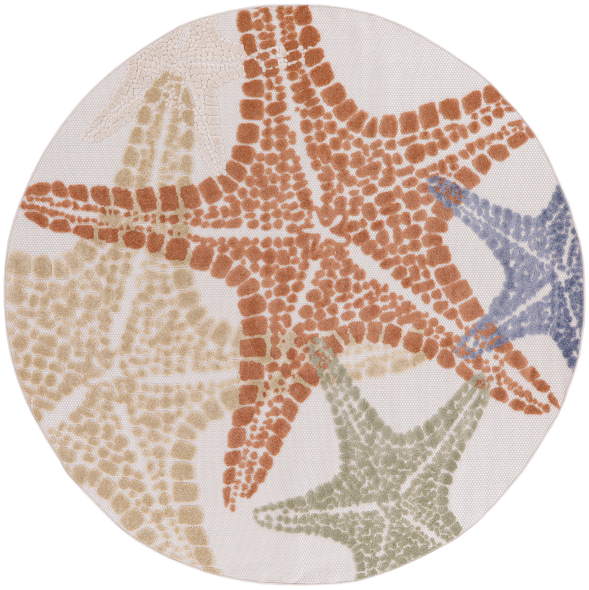 Aloha ALH28 Ivory Multicolor Rug - Round