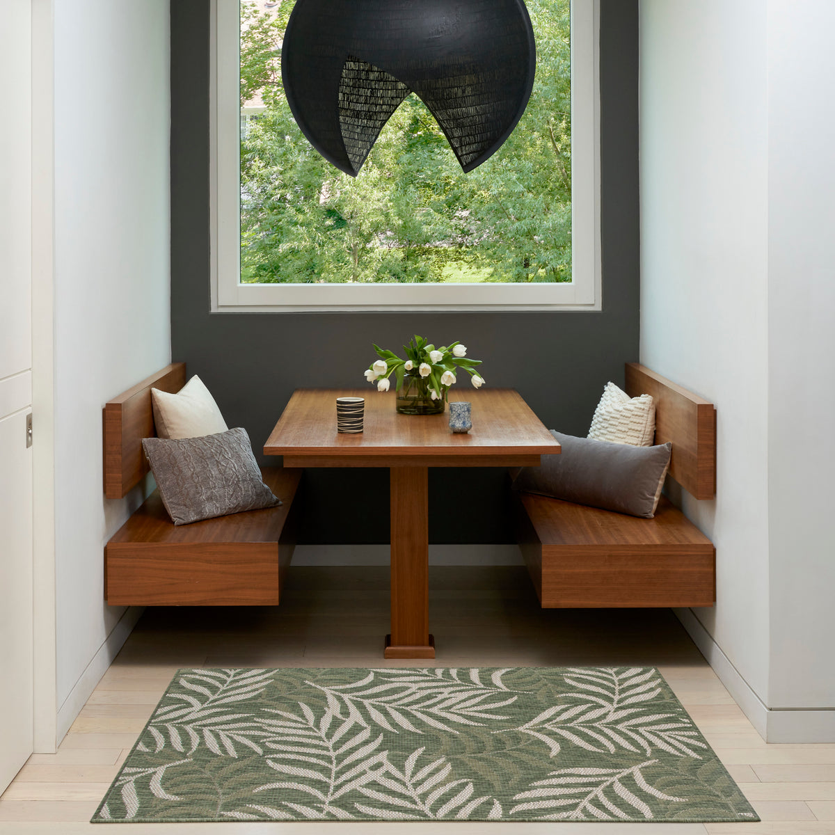 Garden Oasis GOA01 Green Ivory Rug - room scene