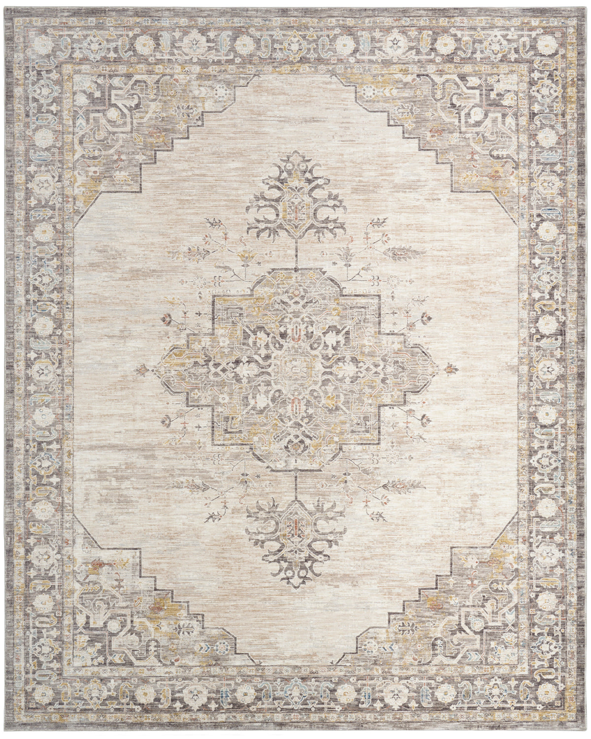 Antique Fusion ANF01 Ivory Charcoal Rug - Rectangle