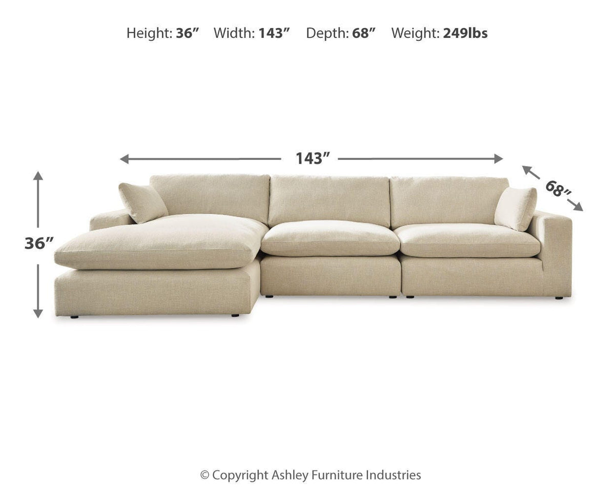 Elyza 3-Piece Sectional with Chaise Chenille