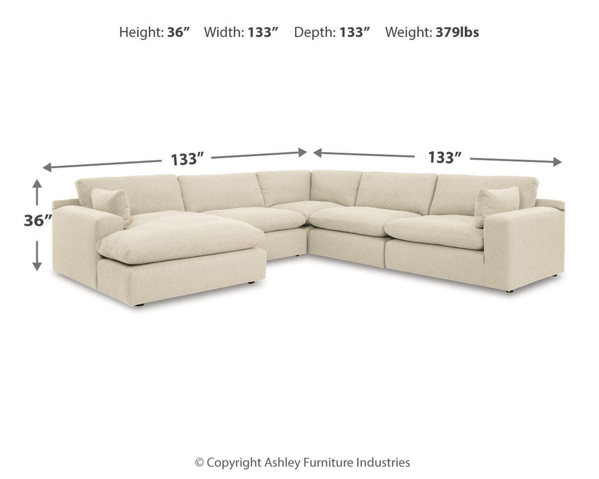 Elyza 5-Piece Sectional with Chaise Chenille