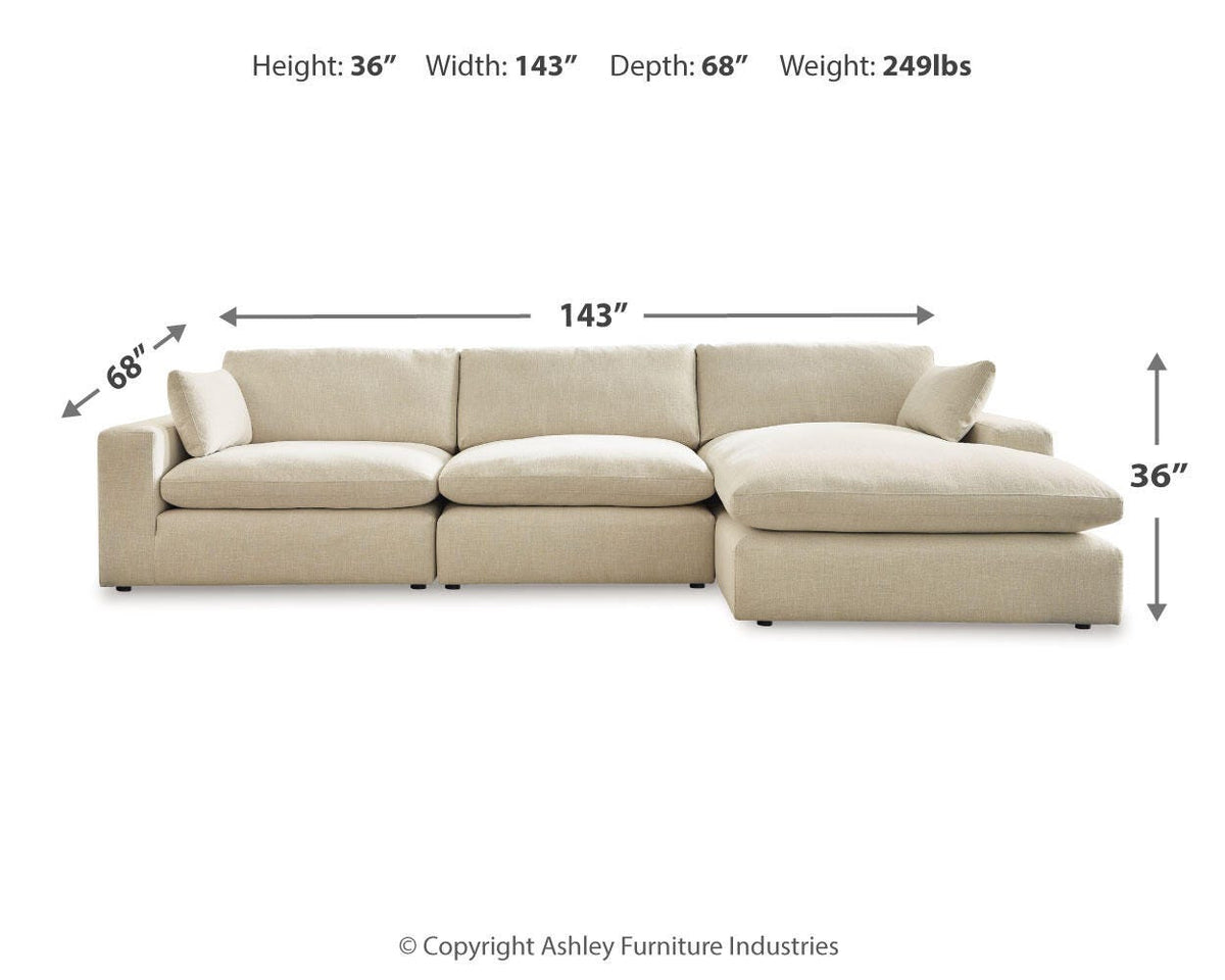 Elyza 3-Piece Sectional with Chaise Chenille