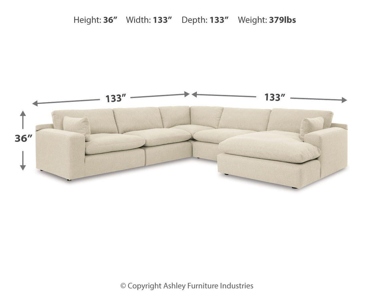 Elyza 5-Piece Sectional with Chaise Chenille