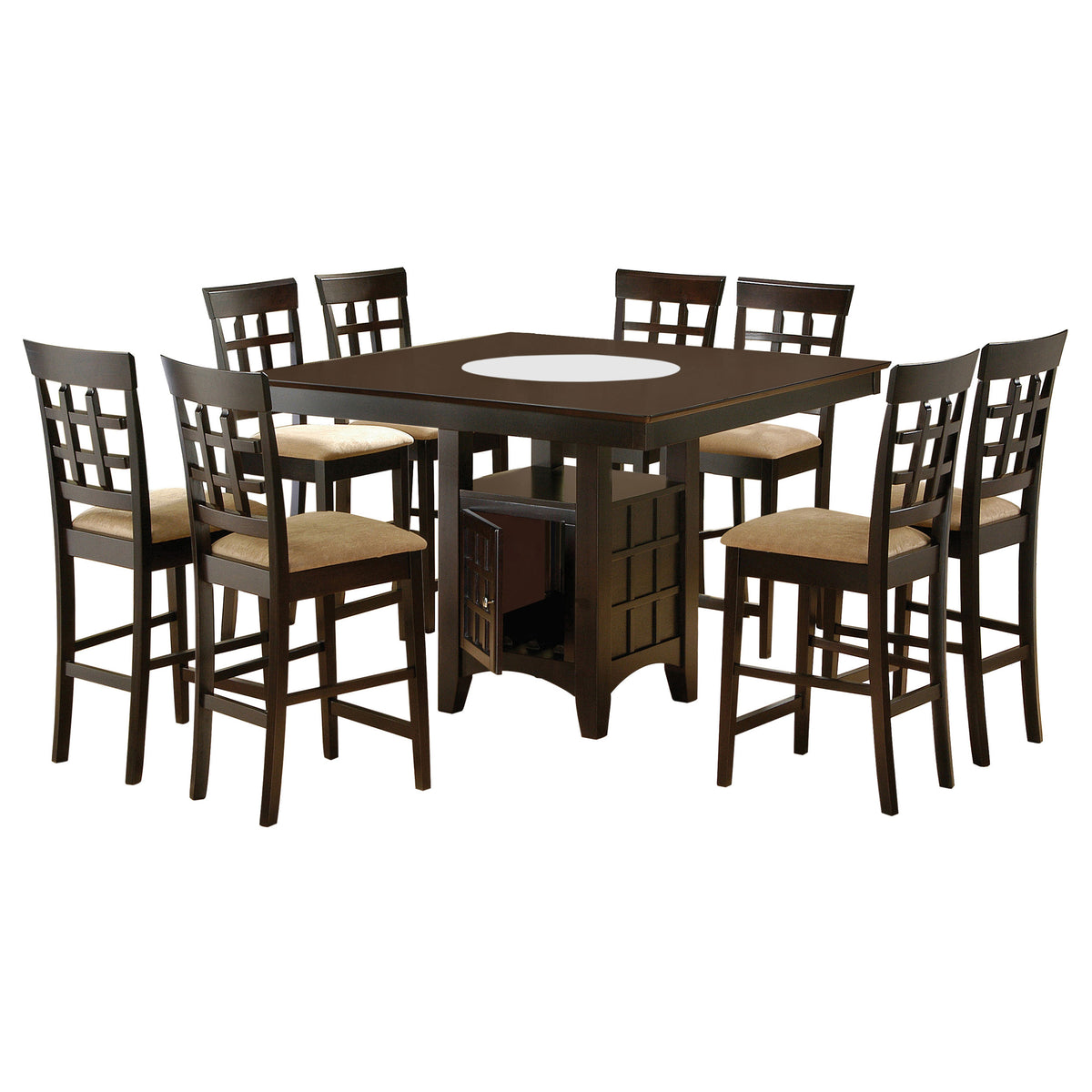 Gabriel 9-Piece Lattice-Back Counter Height Dining Set Cappuccino