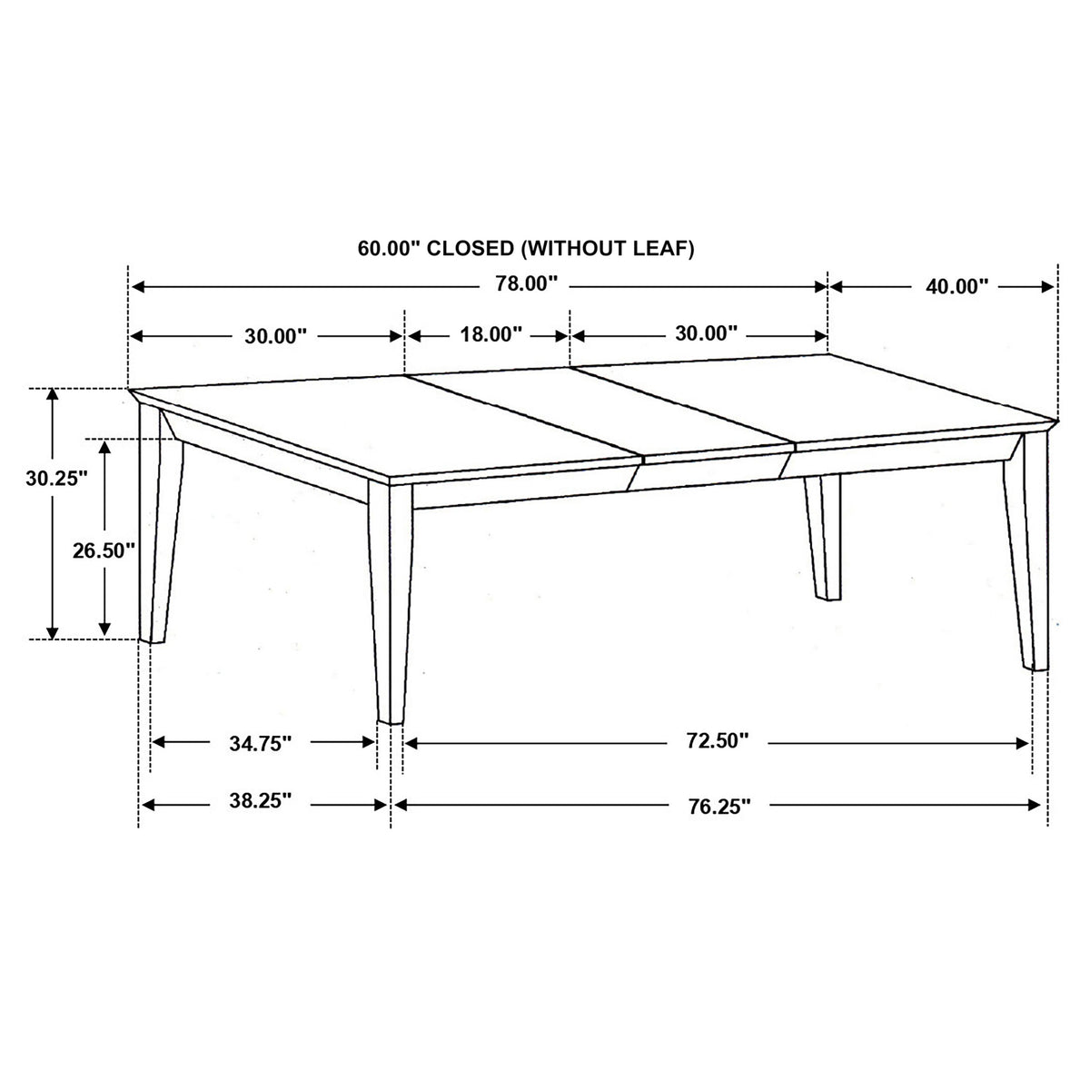 Louise Rectangular 78-inch Extension Leaf Dining Table Black