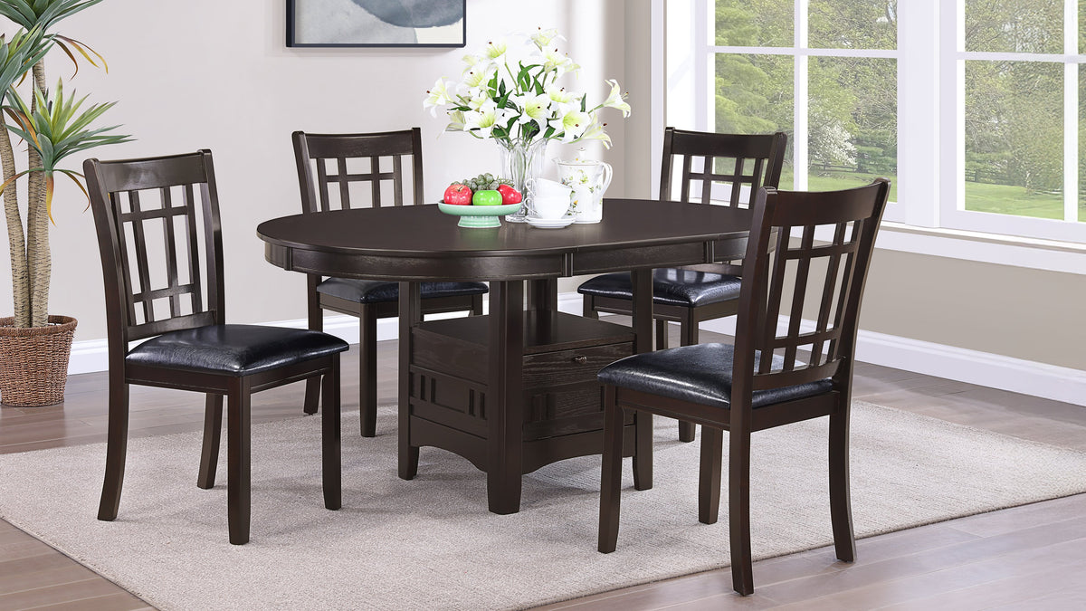 Lavon 5-piece Oval Extension Leaf Dining Set - Espresso