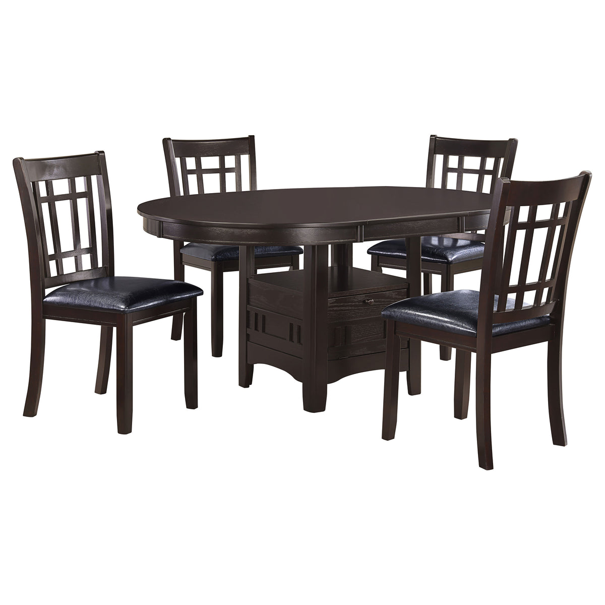Lavon 5-piece Oval Extension Leaf Dining Set - Espresso