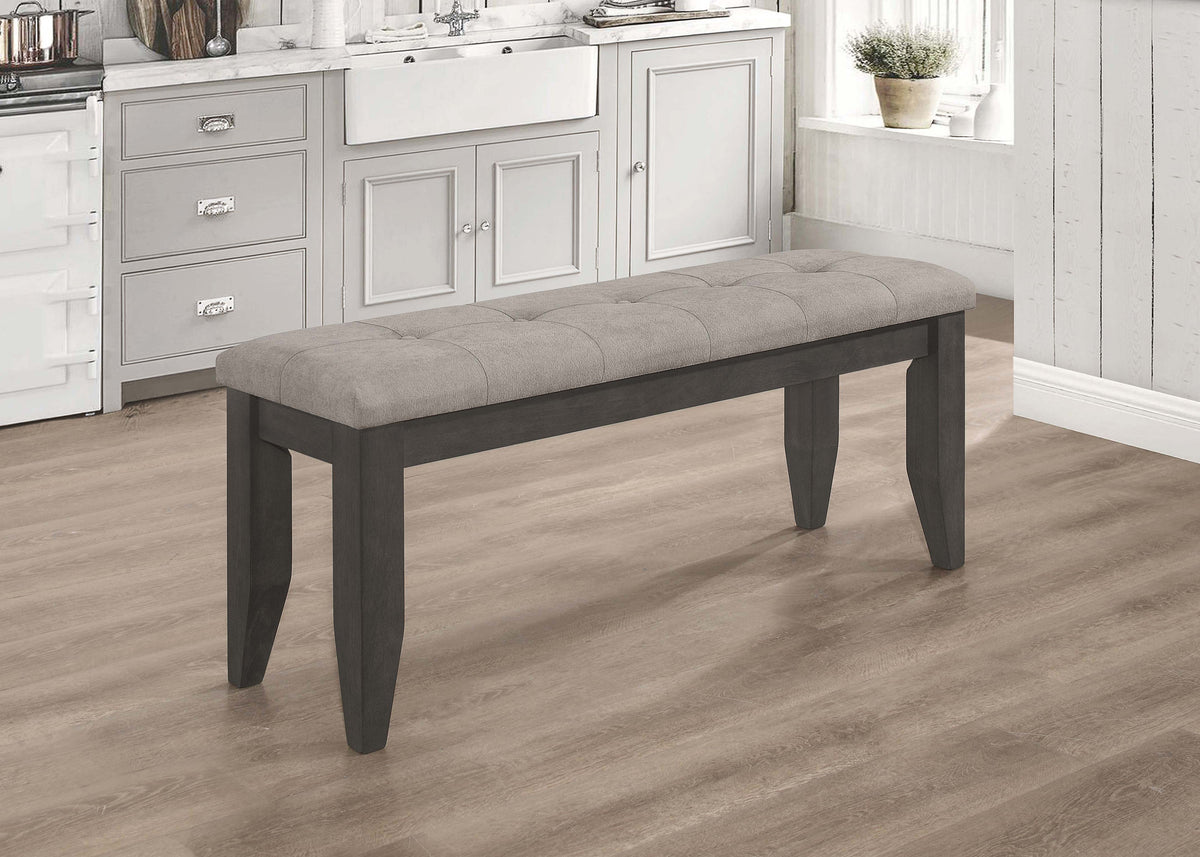 Dalila Upholstered Wood Dining Bench - Grey