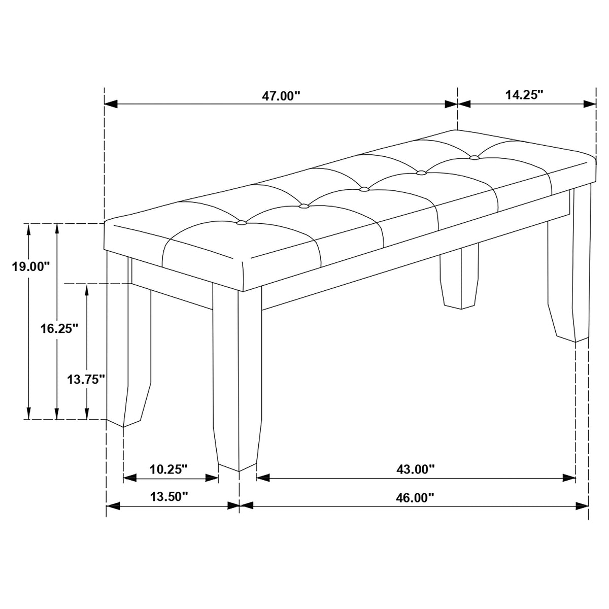 Dalila Upholstered Wood Dining Bench - Grey