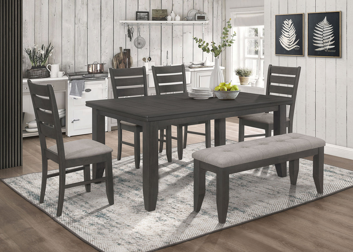 Dalila Upholstered Wood Dining Bench - Grey