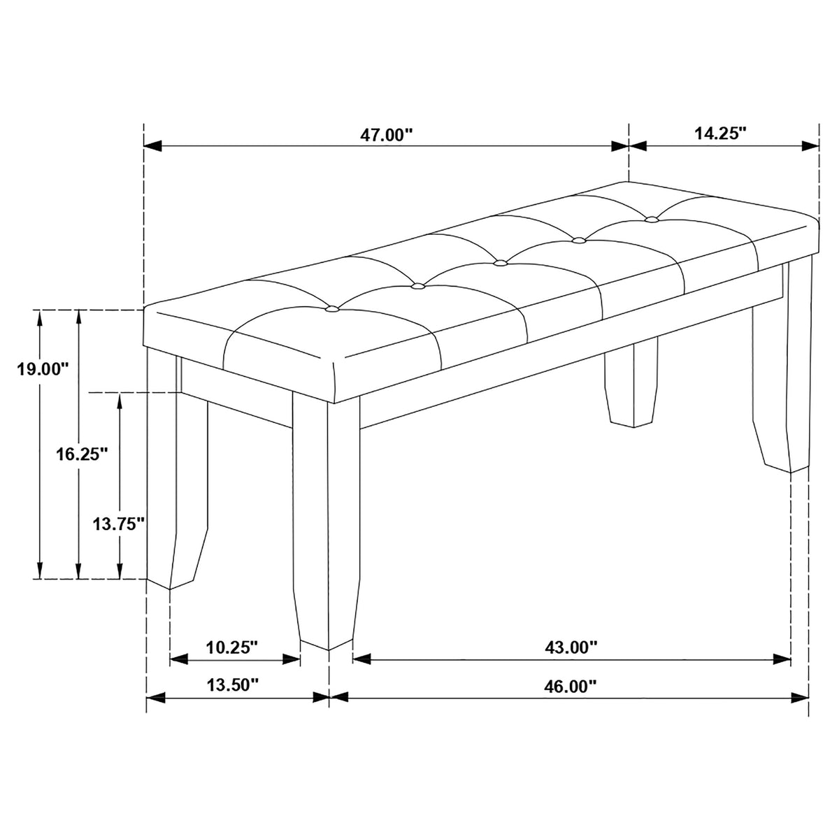 Dalila Upholstered Wood Dining Bench - Cappuccino