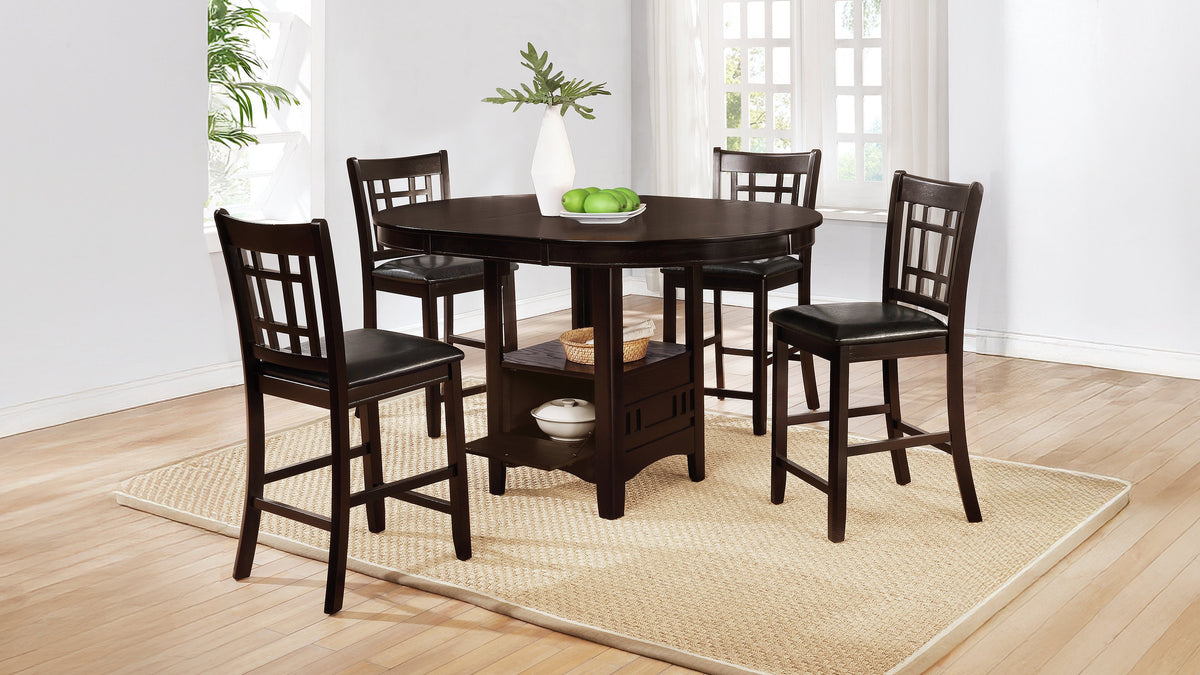 Lavon 5-piece Oval Counter Height Extension Dining Set - Espresso