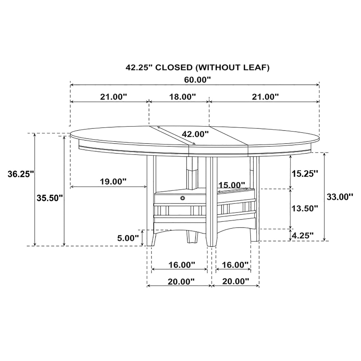 Lavon Oval 60-inch Counter Height Extension Dining Table - Espresso