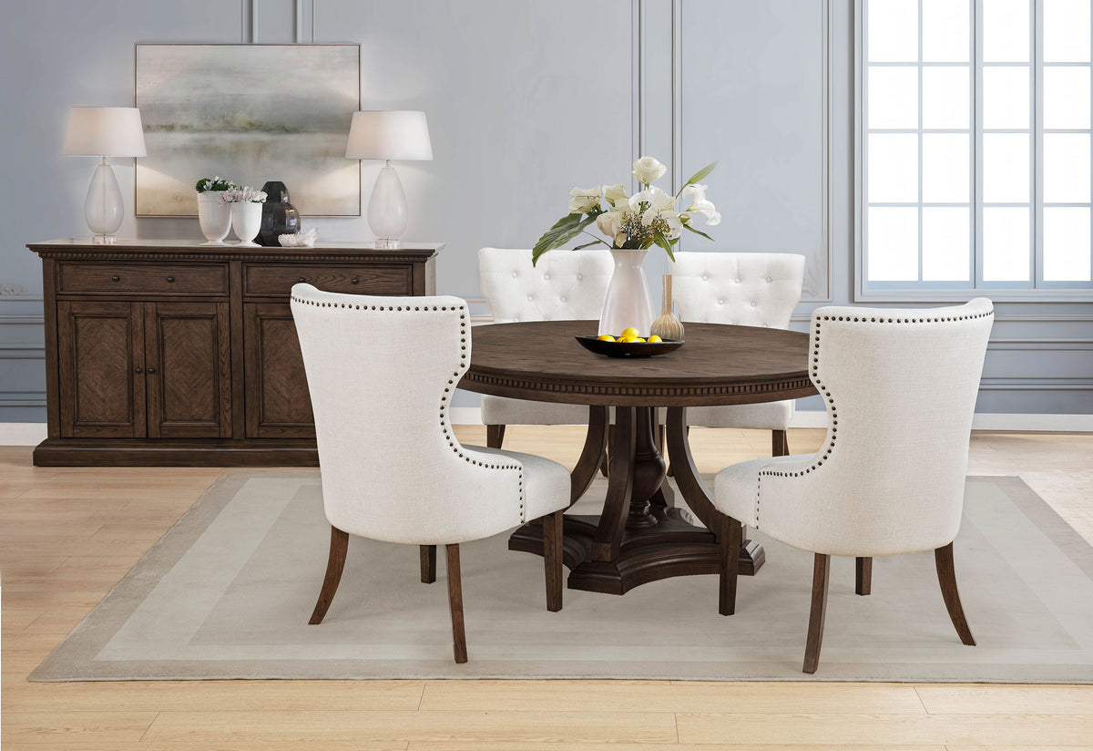 Ridgewell Round Pedestal Dining Table Dark Oak