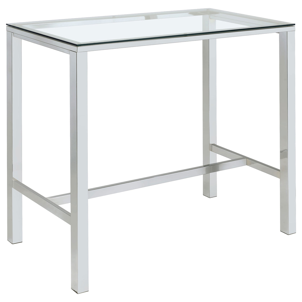 Tolbert 47-inch Rectangular Tempered Glass Top Bar Table Chrome