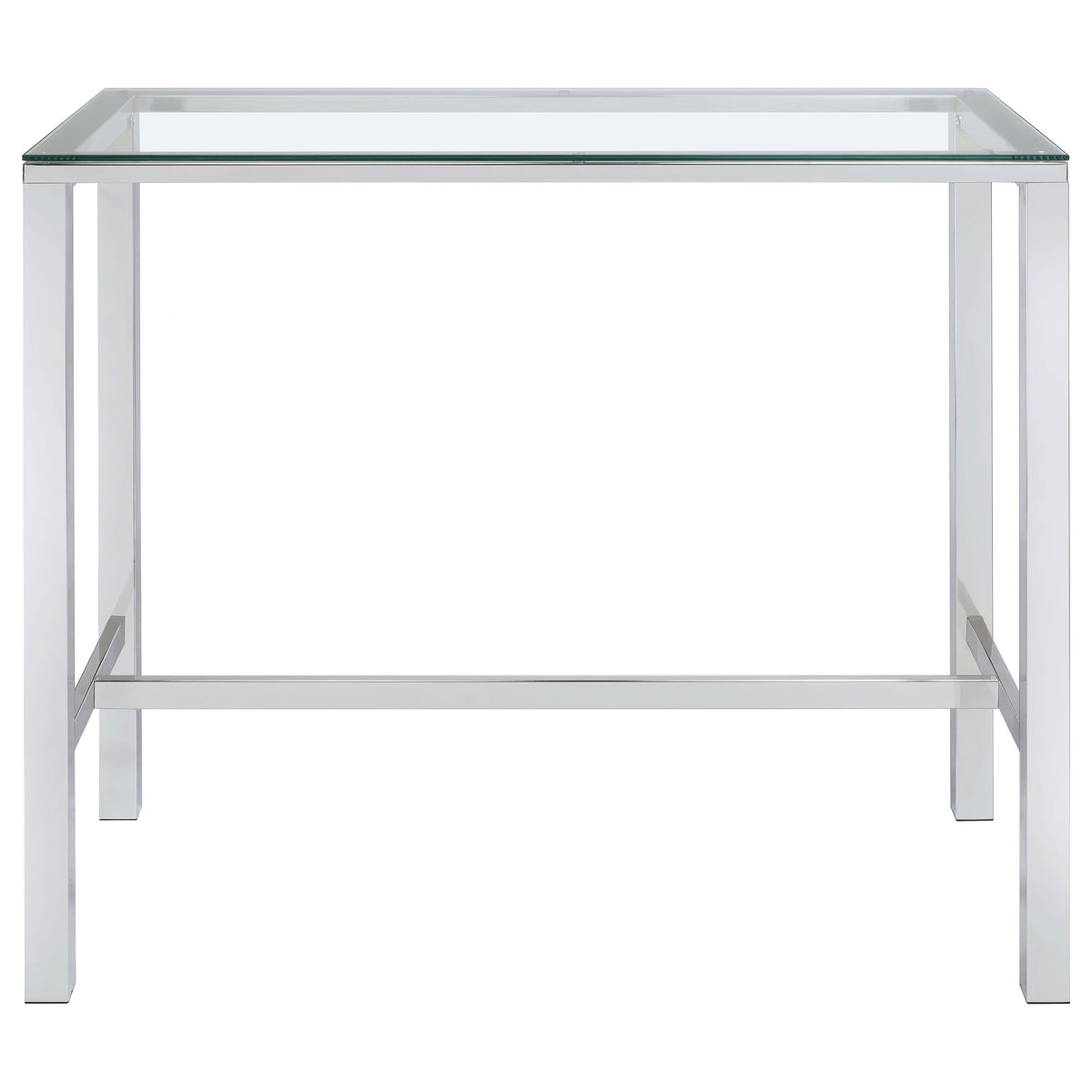 Tolbert 47-inch Rectangular Tempered Glass Top Bar Table Chrome