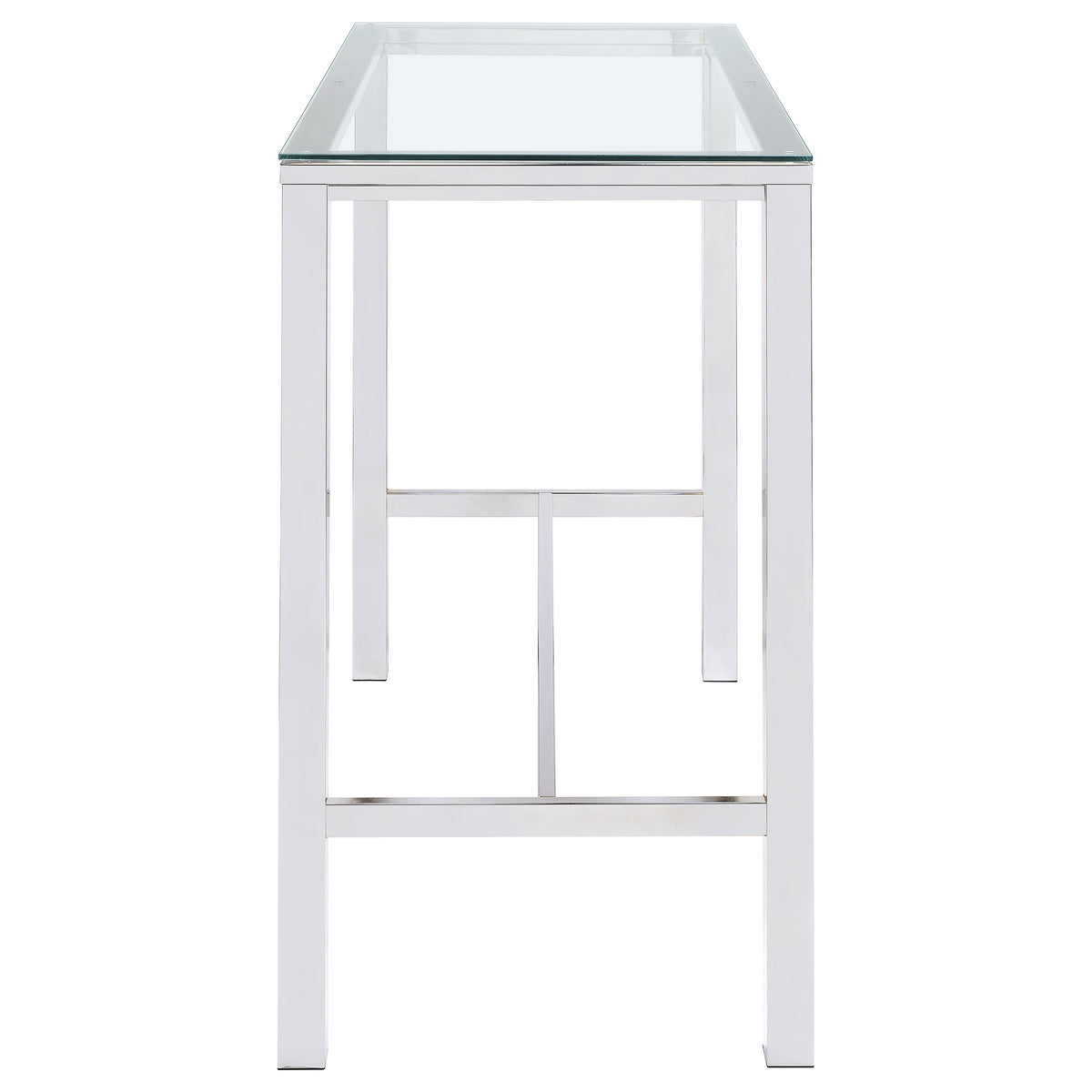 Tolbert 47-inch Rectangular Tempered Glass Top Bar Table Chrome