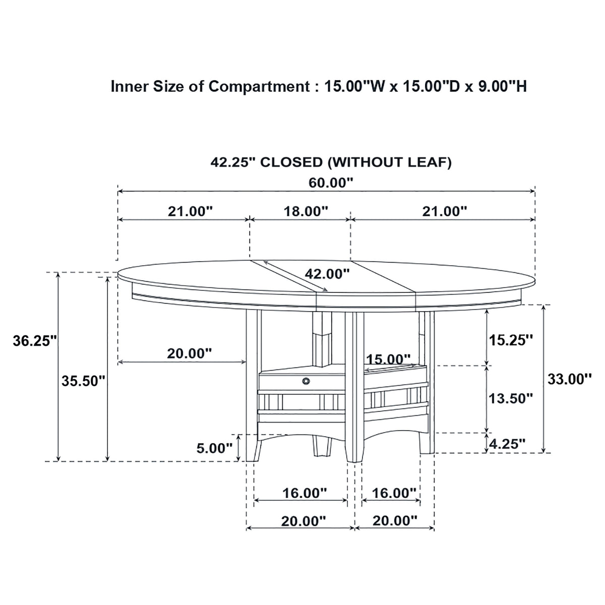 Lavon 5-piece Oval Counter Height Extension Dining Set - Light Chestnut