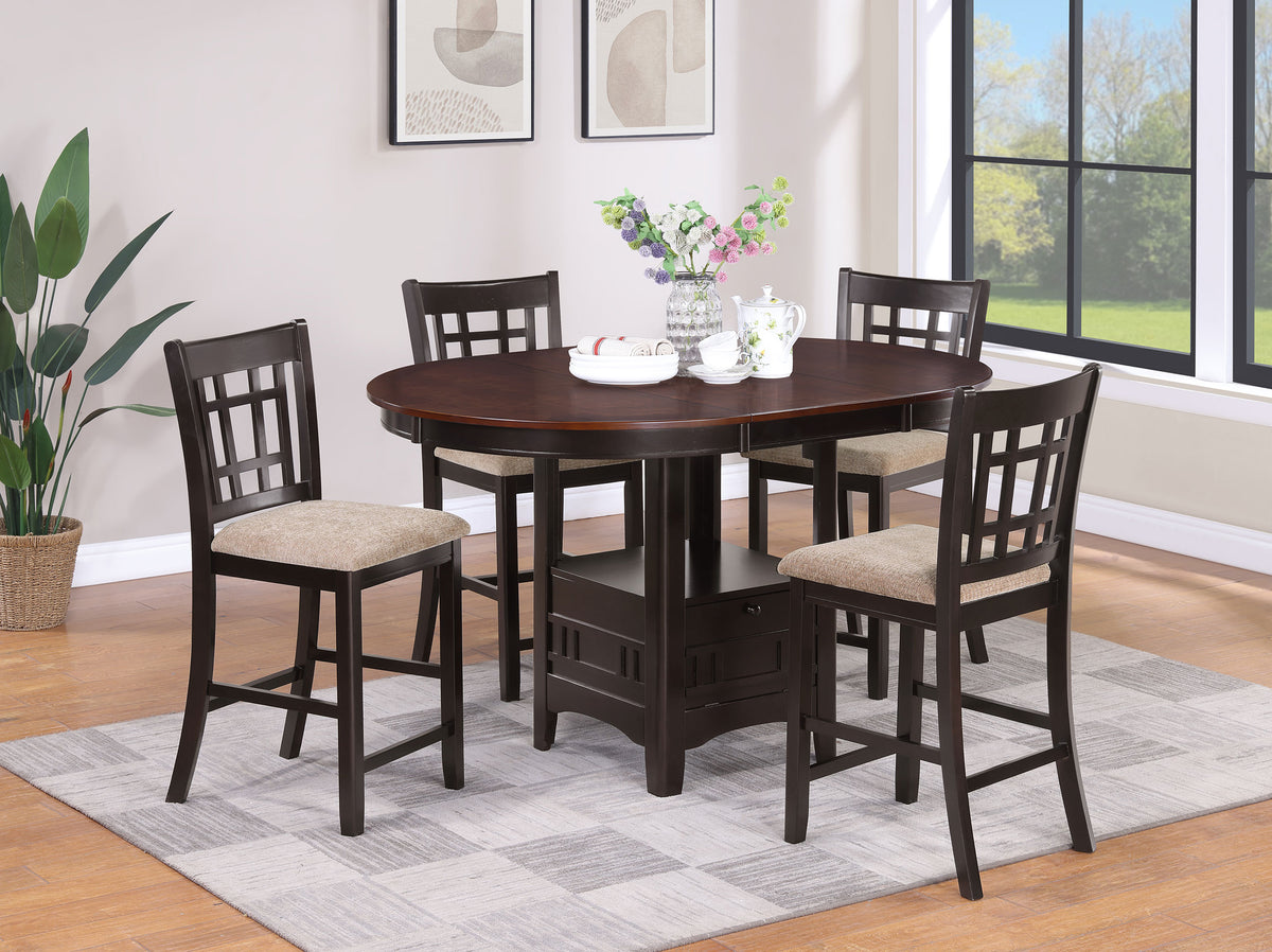 Lavon Oval 60-inch Counter Height Extension Dining Table - Light Chestnut and Espresso