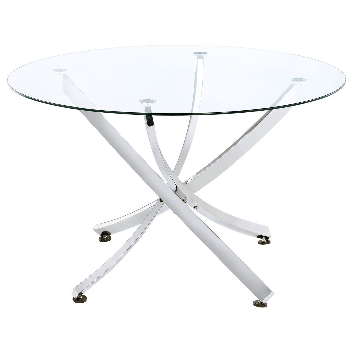 Beckham Round 46-inch Glass Top Dining Table - Chrome