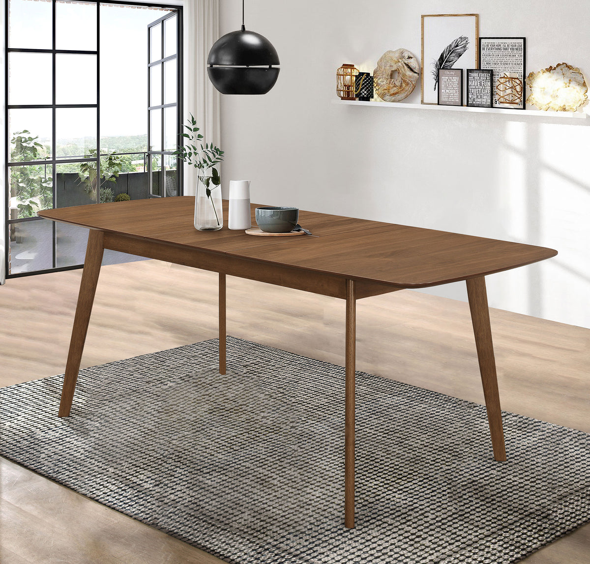 Redbridge 75-inch Extension Leaf Dining Table Natural Walnut