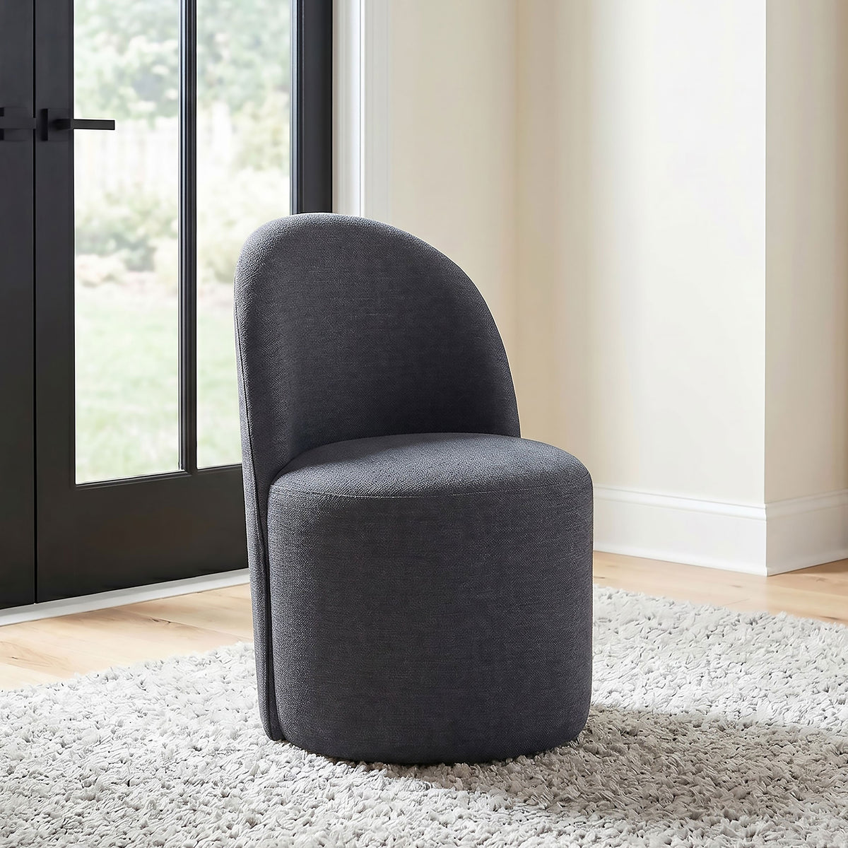 Aubrey Upholstered Barrel Dining Side Chair (Set of 2) - Charcoal