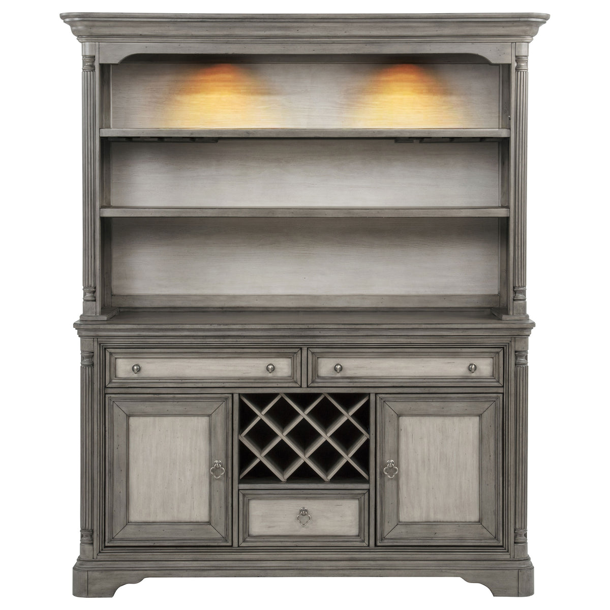 Cresswell 2-door 3-drawer Buffet and Hutch Weathered Taupe