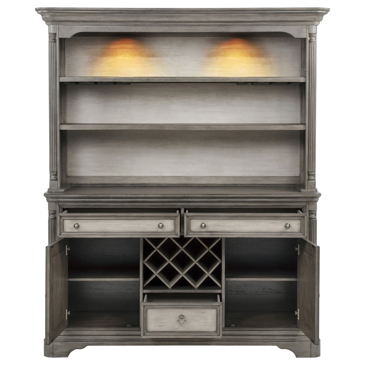 Cresswell 2-door 3-drawer Buffet and Hutch Weathered Taupe
