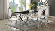 Antoine 7-piece Tempered Glass Dining Set Cream White Chairs - Black