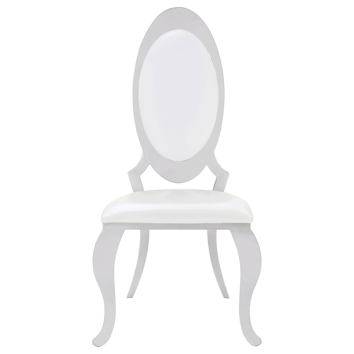 Antoine Oval-Back Faux Leather Dining Side Chair Cream White Set of 2