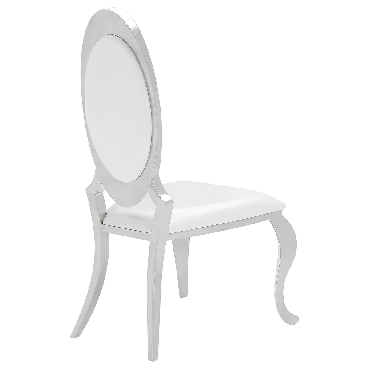 Antoine Oval-Back Faux Leather Dining Side Chair Cream White Set of 2